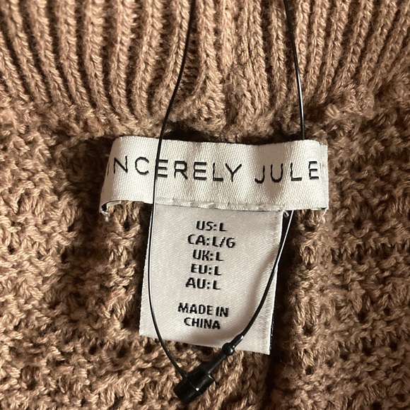 Sincerely Jules Chocolate Brown Textures Chunky Knit Wide Leg Pull On Pants Sz L - Picture 3 of 10